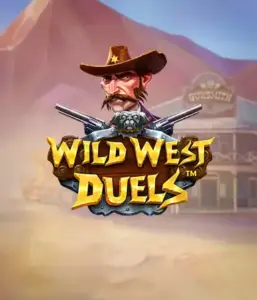  Иллюстрация игрового автомата "Wild West Duels" от Pragmatic Play, где изображён храбрый персонаж в шляпе с оружием в руках. На заднем плане нарисована пустынная территория с типичным домом на Диком Западе. Отличный выбор для любителей вестернов и игровых автоматов.