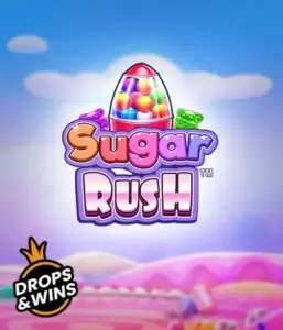 Изображение игрового автомата Sugar Rush от Pragmatic Play, демонстрирующее разноцветный мир конфет и сладостей. На изображении видны символы в виде конфет и желейных мишек, окруженные яркой атмосферой. В верхней части расположен название слота Sugar Rush, подчеркивающий тематику слота.